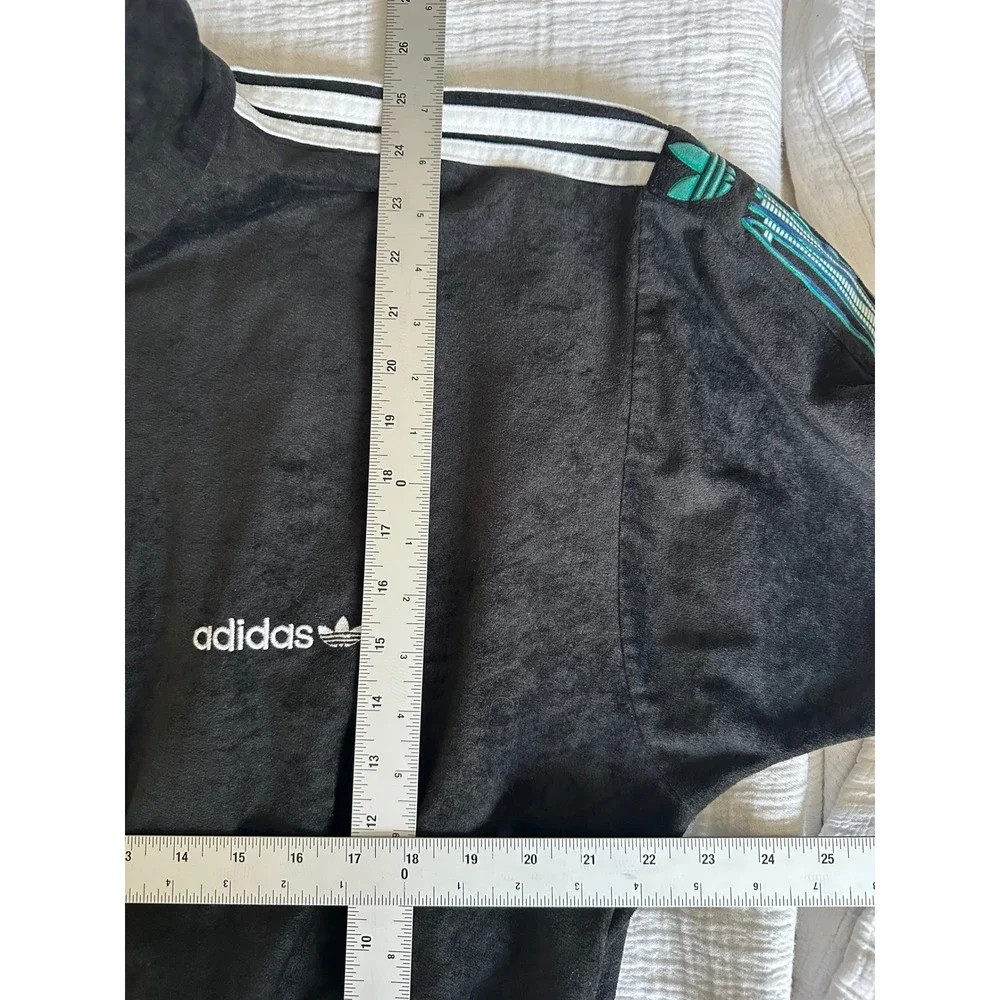 Vintage 90s Adidas Trefoil Triacetate Tracksuit Set Jacket Pants Black Teal‎ M/L